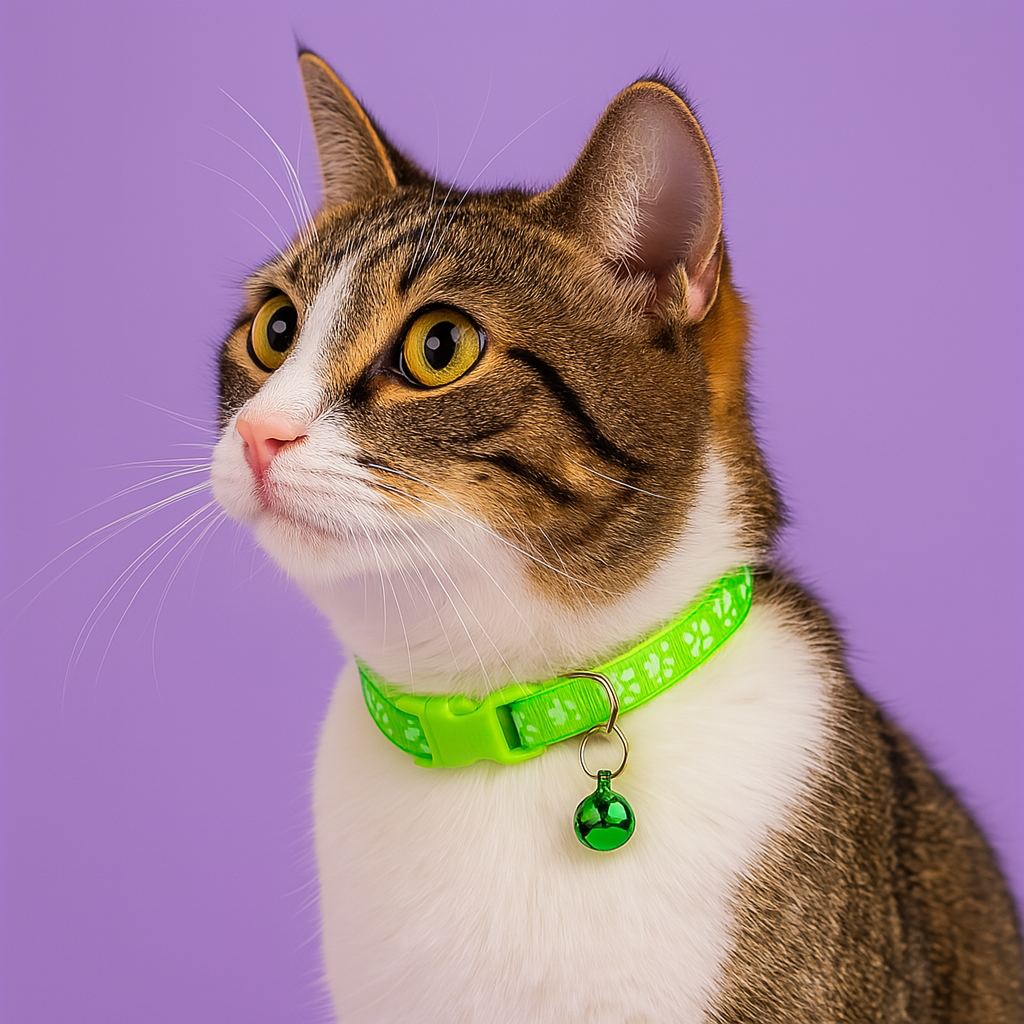 Kitten Collar with Bell – Adjustable and Safe Fit - Fluorescent Green