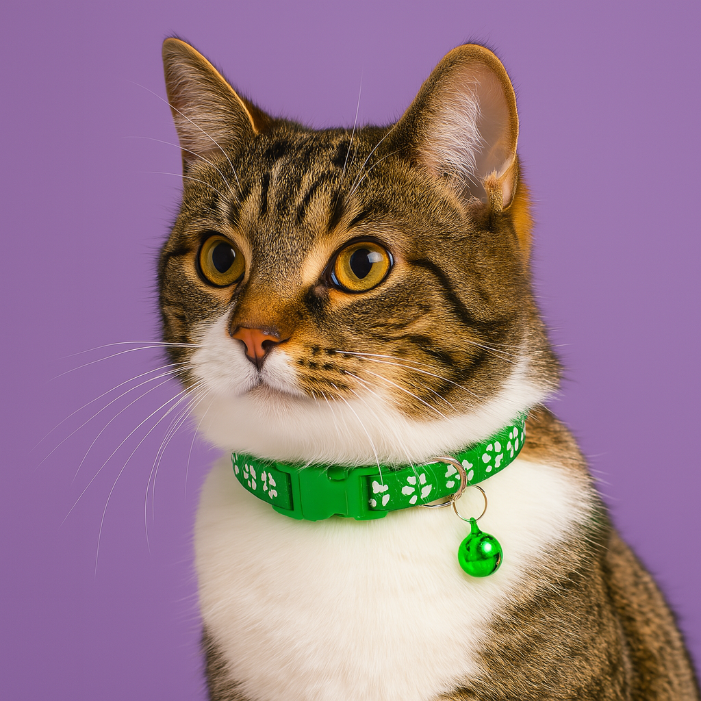 Kitten Collar with Bell – Adjustable and Safe Fit - Green