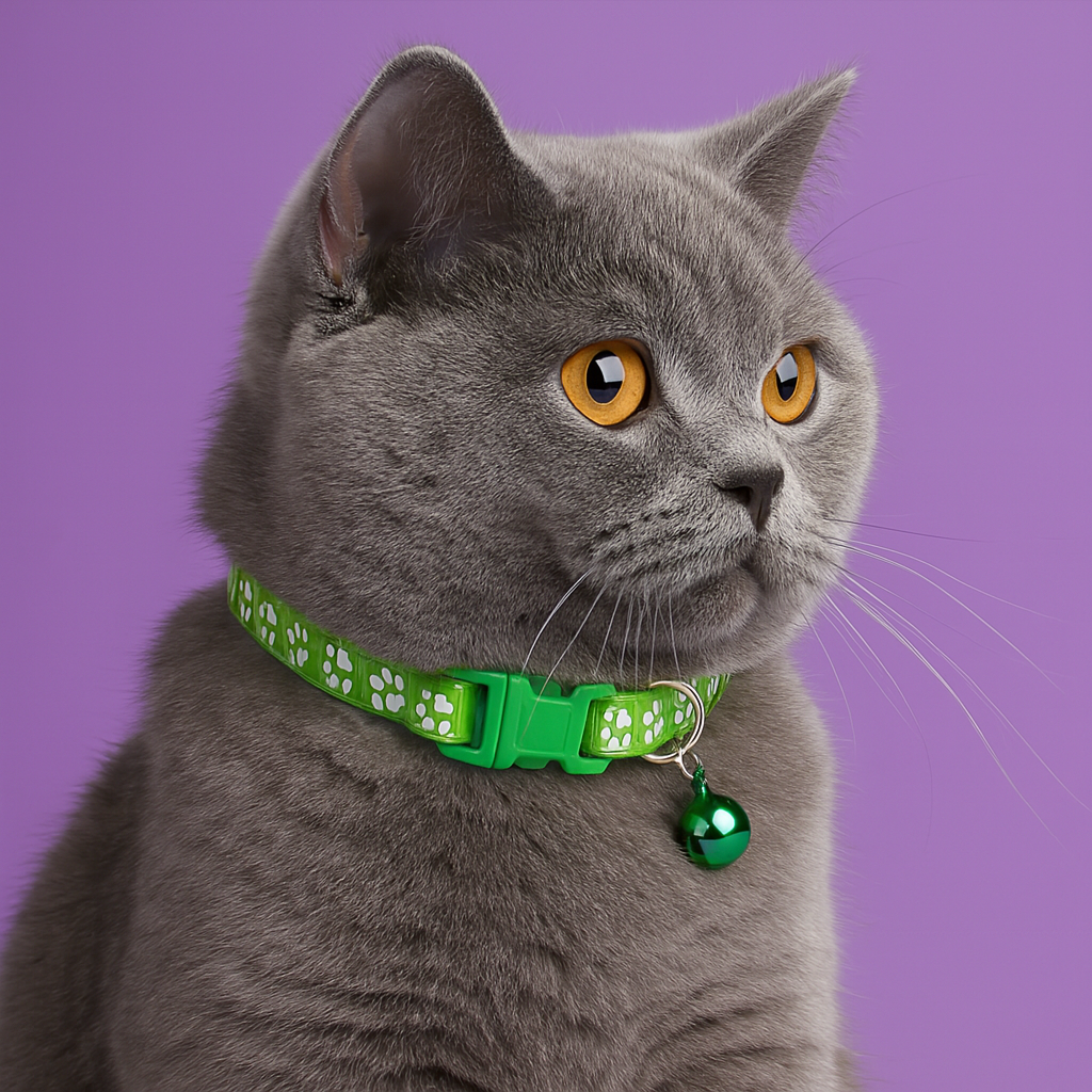 Kitten Collar with Bell – Adjustable and Safe Fit - Light Green