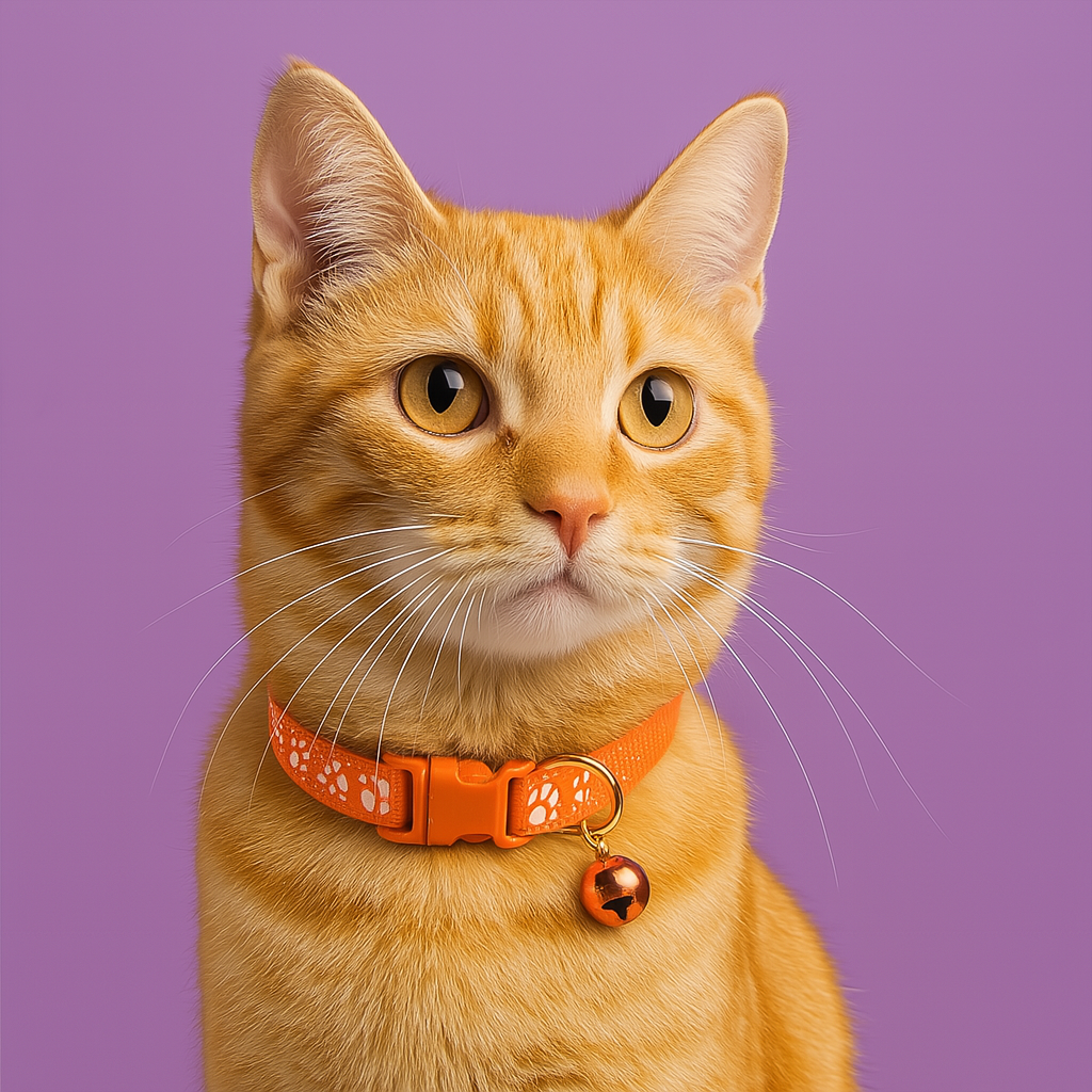 Kitten Collar with Bell – Adjustable and Safe Fit - Orange