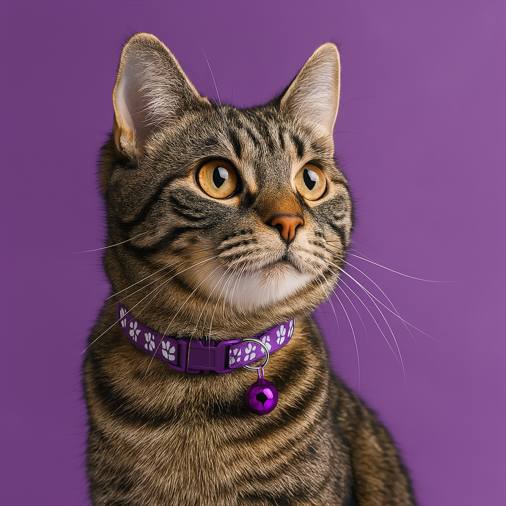 Kitten Collar with Bell – Adjustable and Safe Fit - Purple