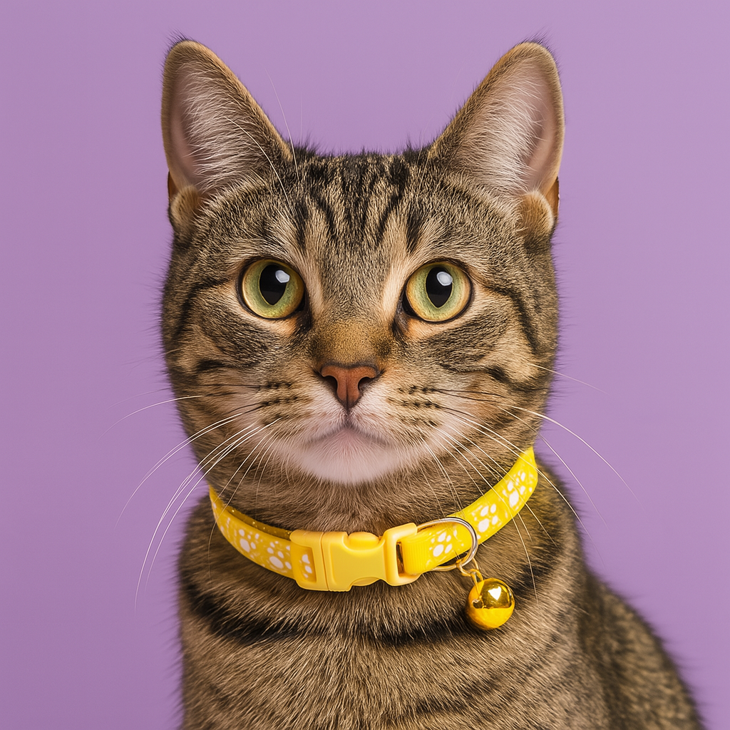 Kitten Collar with Bell – Adjustable and Safe Fit - Yellow