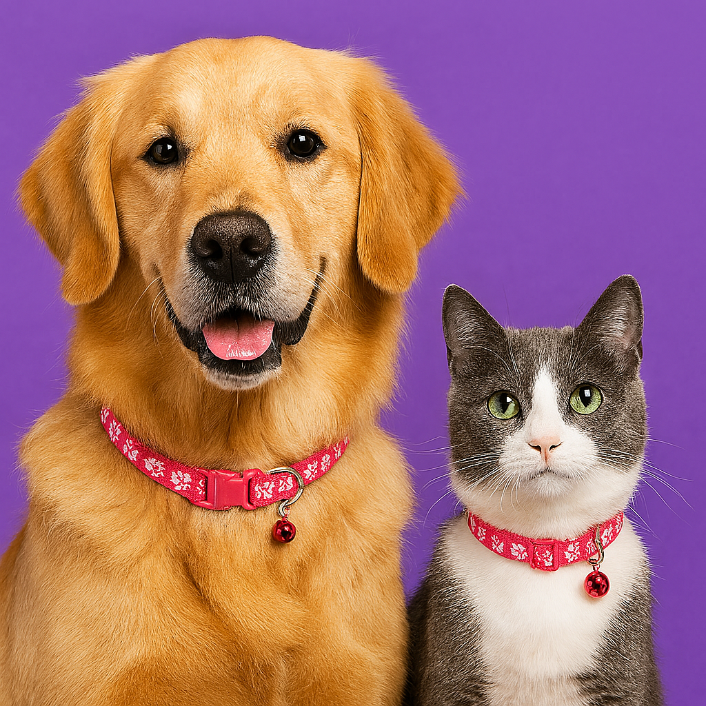 Kitten & Puppy Collar with Bell - Pink