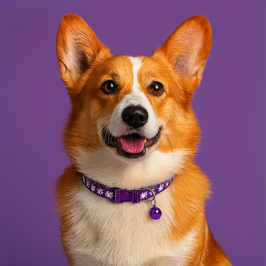 Kitten & Puppy Collar with Bell - Purple