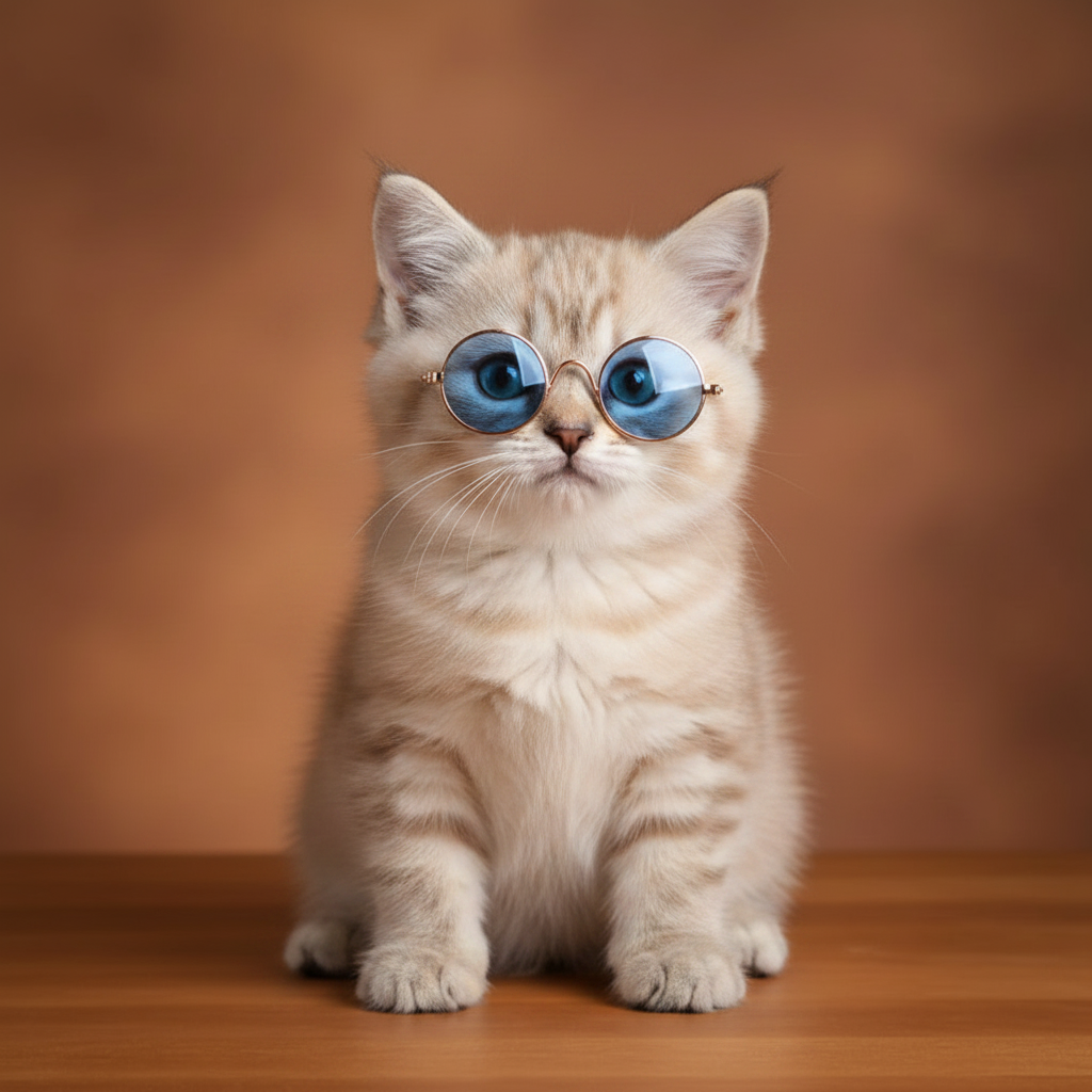 Kitten wearing blue goggles 