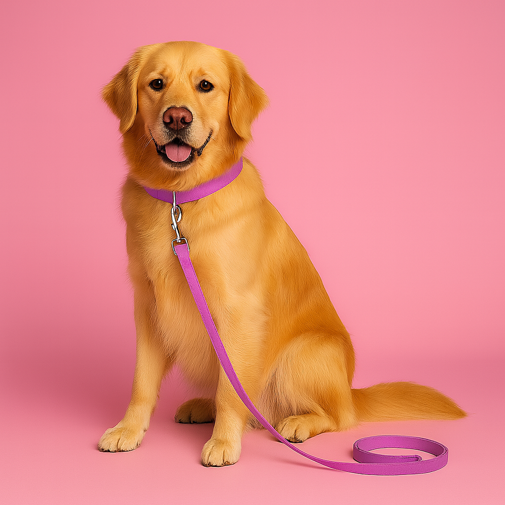 Leather Dog Training Leash - Purple