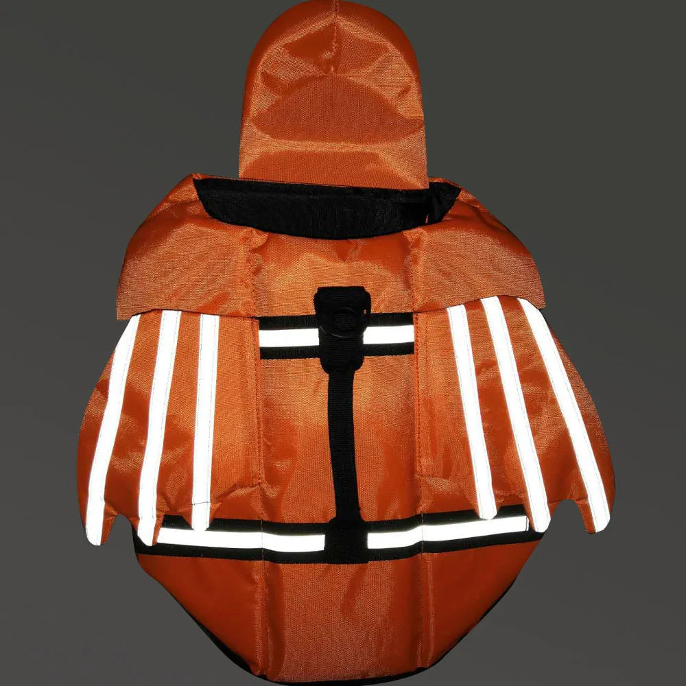 Orange dog coat with reflective stripes