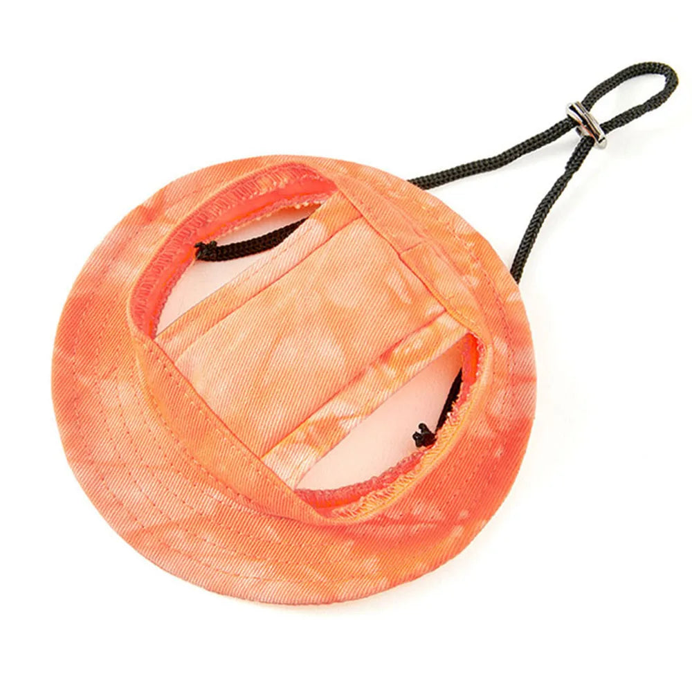 Orange hat with ear hole for dogs and cats