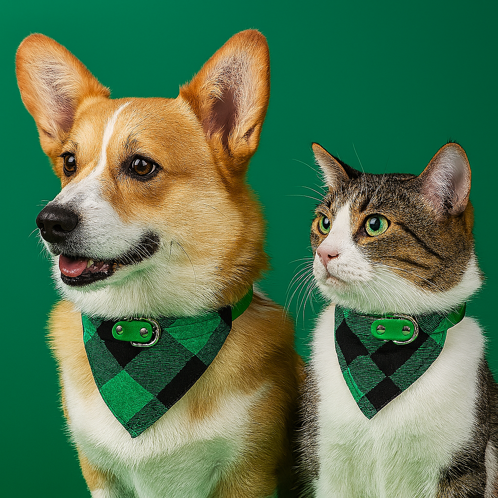 Pet Bandana for Dogs and Cats  Green
