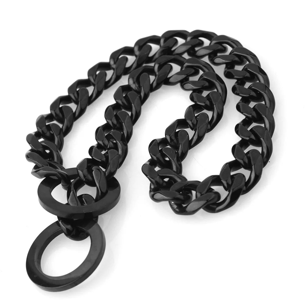 Pet Dog Black chain with a ring 