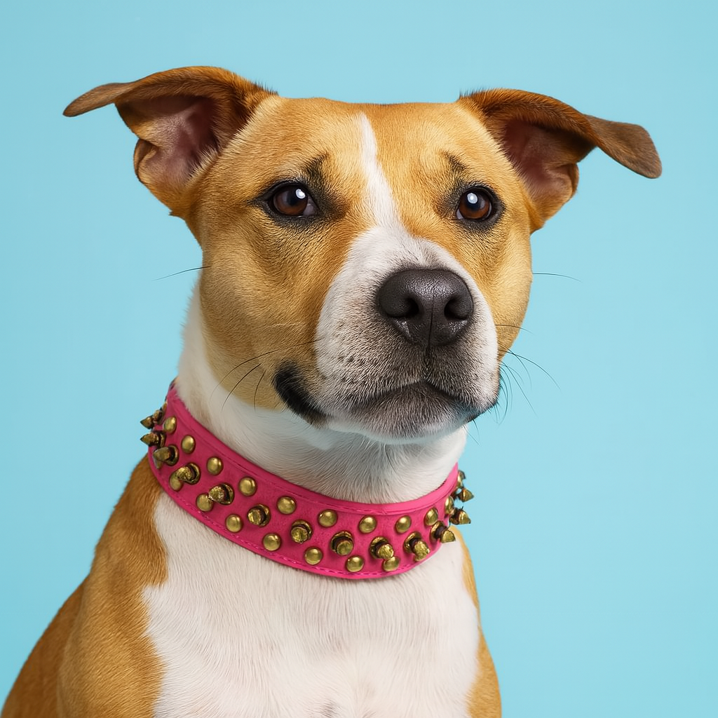 Pink Spiked Leather Dog Collar