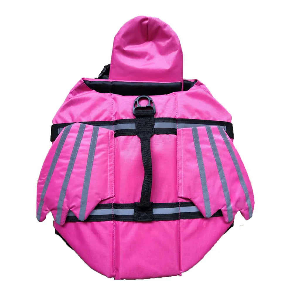 Pink dog life jacket with reflective stripes