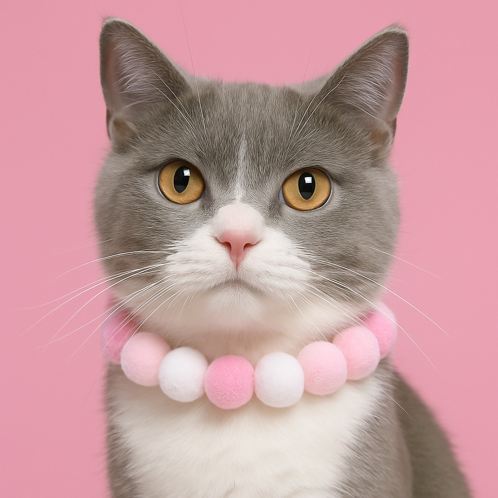 Plush Ball Pet Necklace Collar for Cats & Small Dogs in Pink