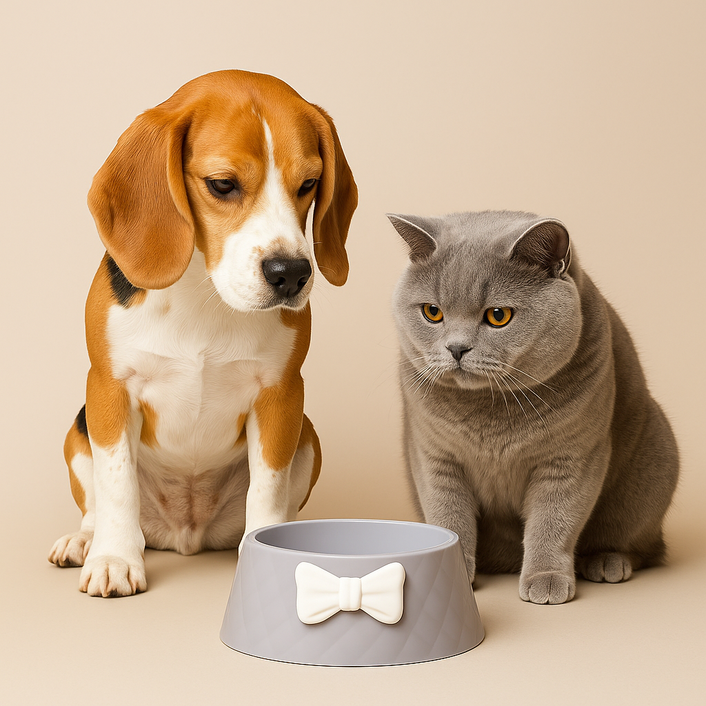 Princess Pet Bowl – Bowknot Dog & Cat Feeder - Gray