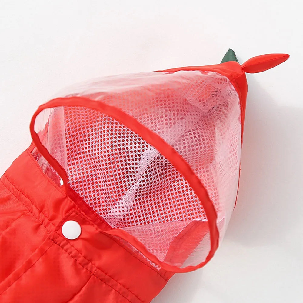 Red Mesh Raincoat for Dogs