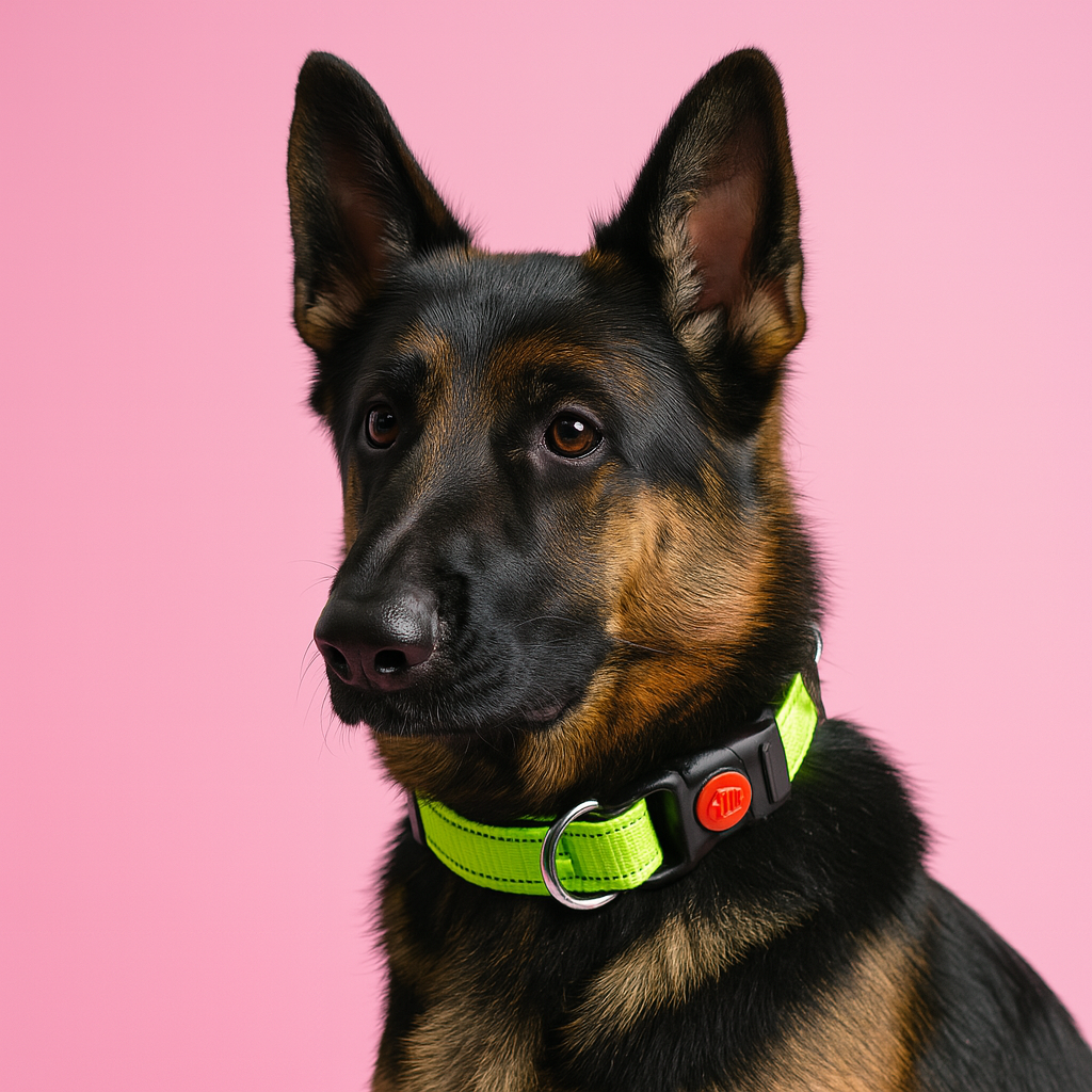 Reflective Soft Padded Nylon Dog Collar - Green