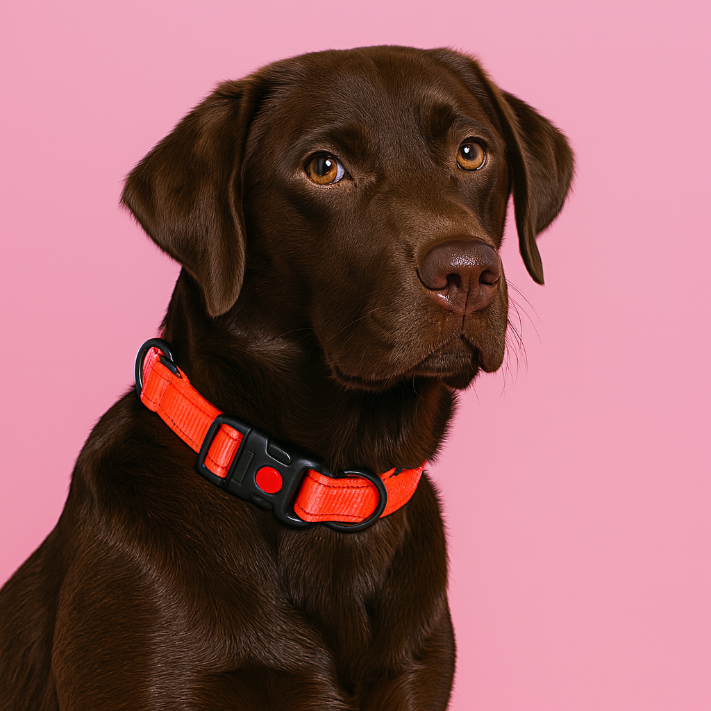 Reflective Soft Padded Nylon Dog Collar - Orange