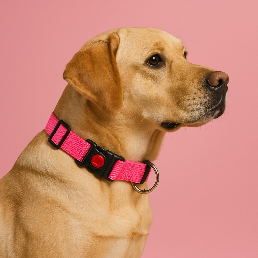 Reflective Soft Padded Nylon Dog Collar - Rose Red