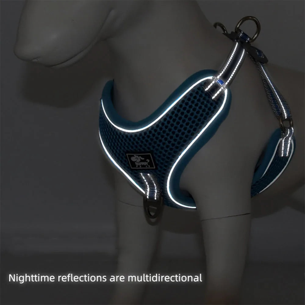 Reflective dog harness in black