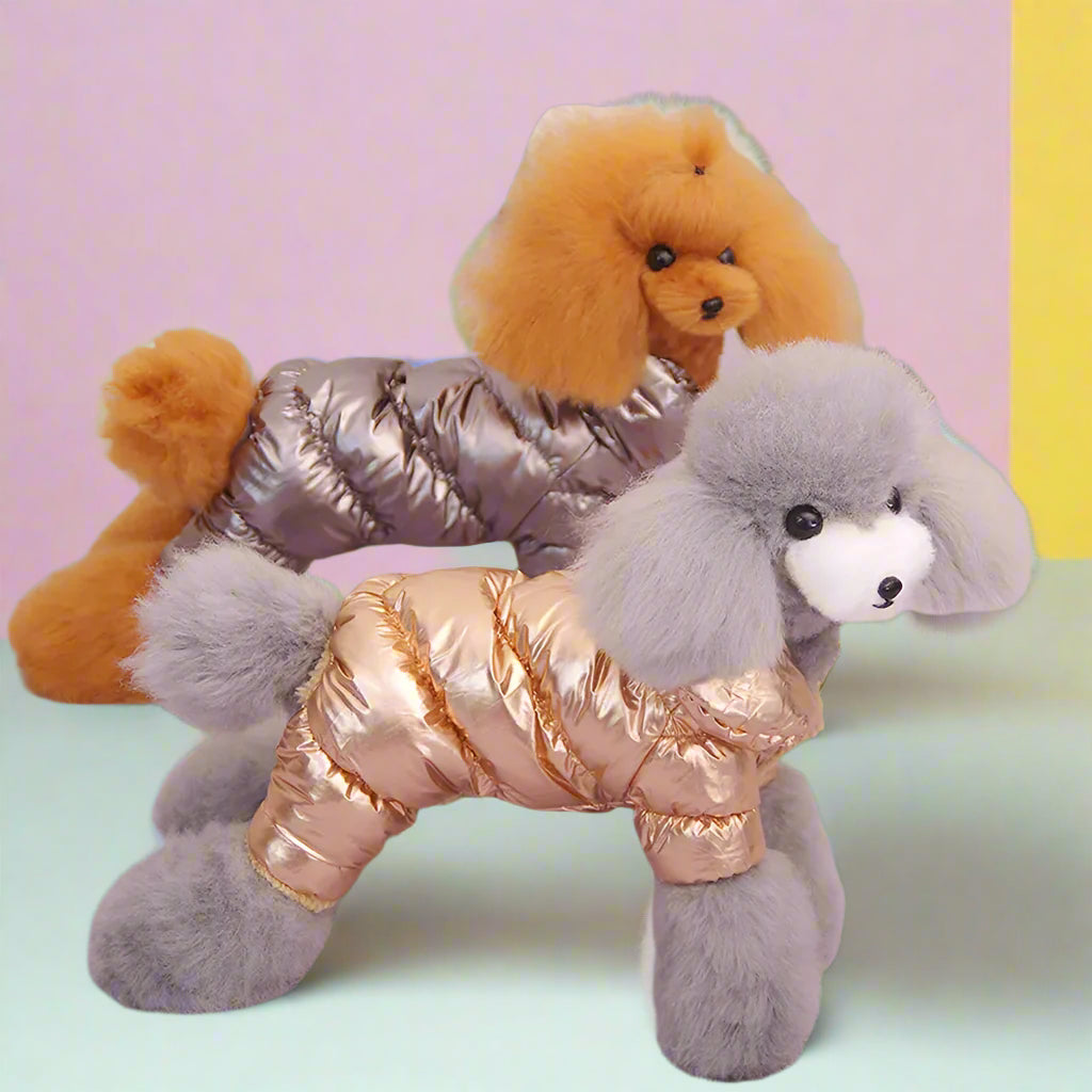Rose Gold and Silver color Dog Winter Coat