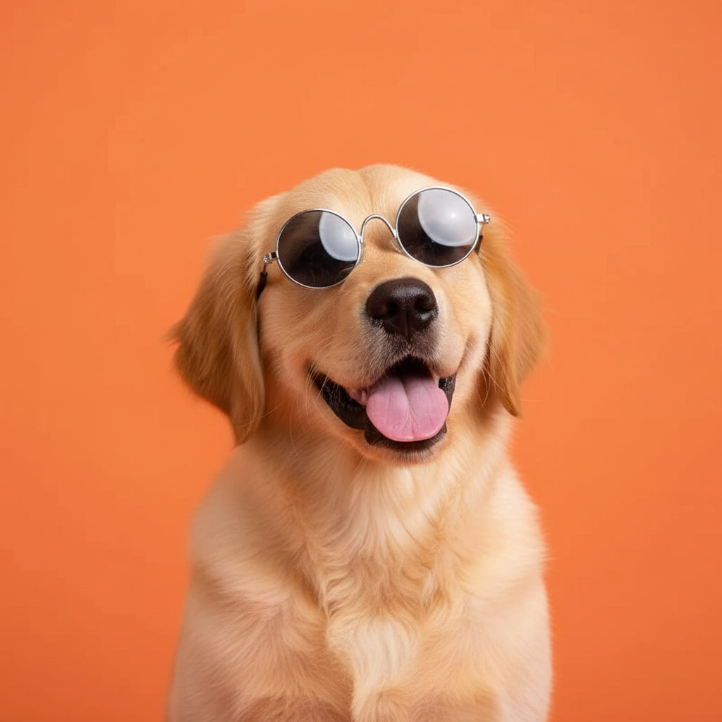 Round sunglasses with black frame and gray lenses for cats