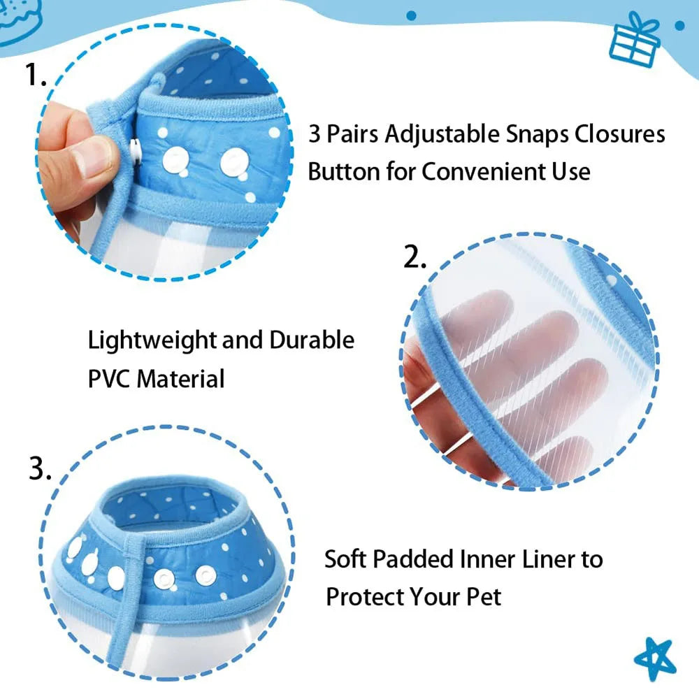 Soft Adjustable Pet Recovery Cone Collar for Dogs & Cats