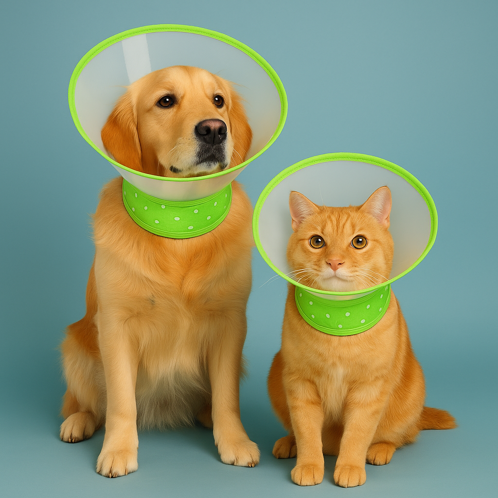 Soft Adjustable Pet Recovery Cone Collar for Dogs & Cats - Green