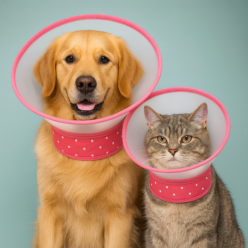 Soft Adjustable Pet Recovery Cone Collar for Dogs & Cats - Pink