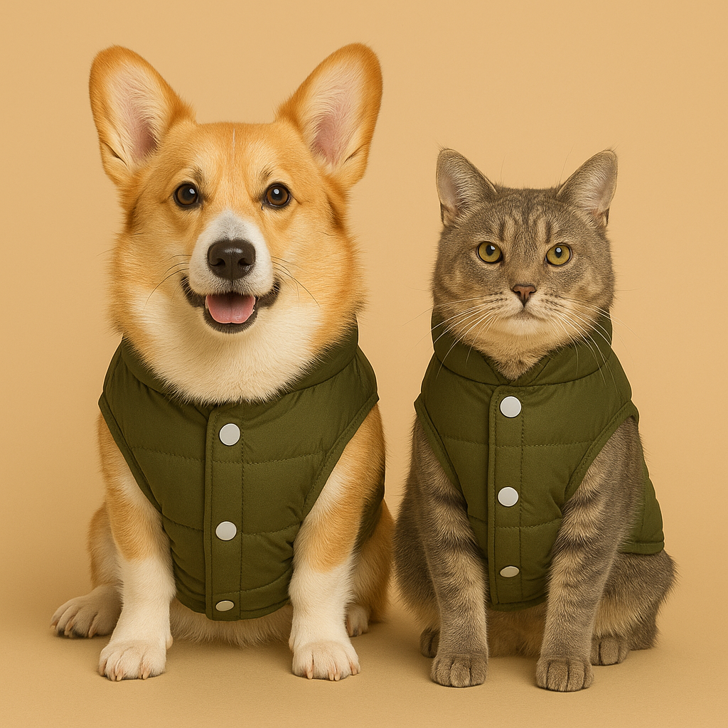 Sporty Warm Coat for Small Cats and Dogs - Green