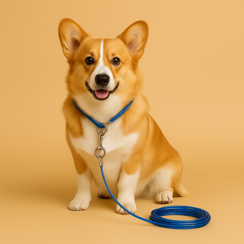 Strong Dog Cable Leash for Outdoor Use - Blue