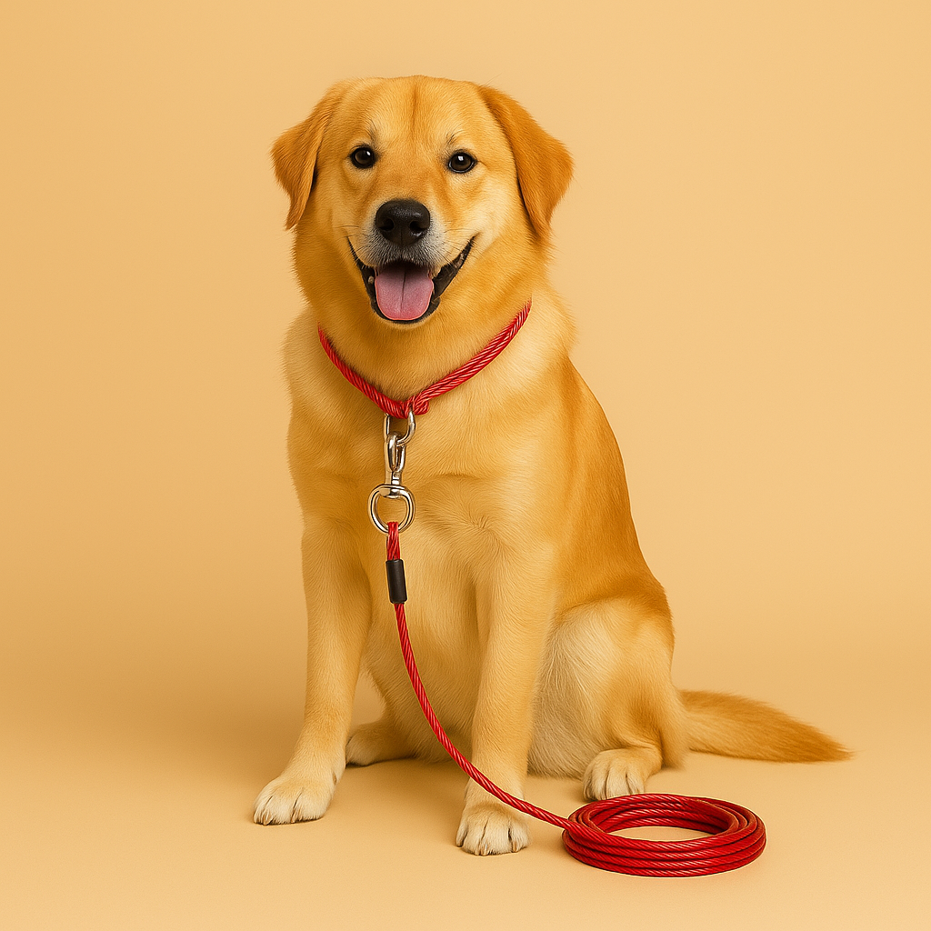 Strong Dog Cable Leash for Outdoor Use - Red