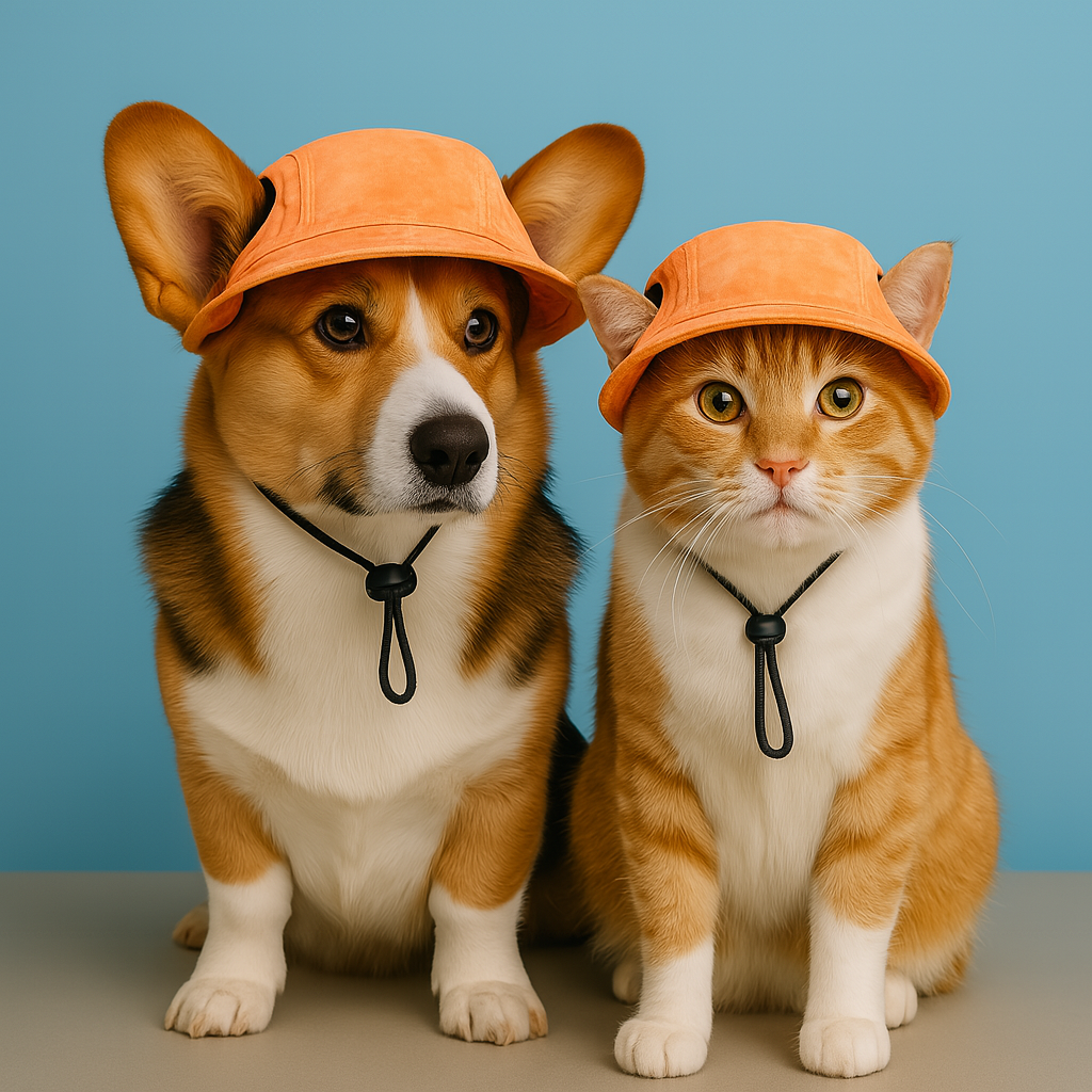 Tie-Dye Pet Sun Bonnet – Brim Hat with Ear Holes - Orange