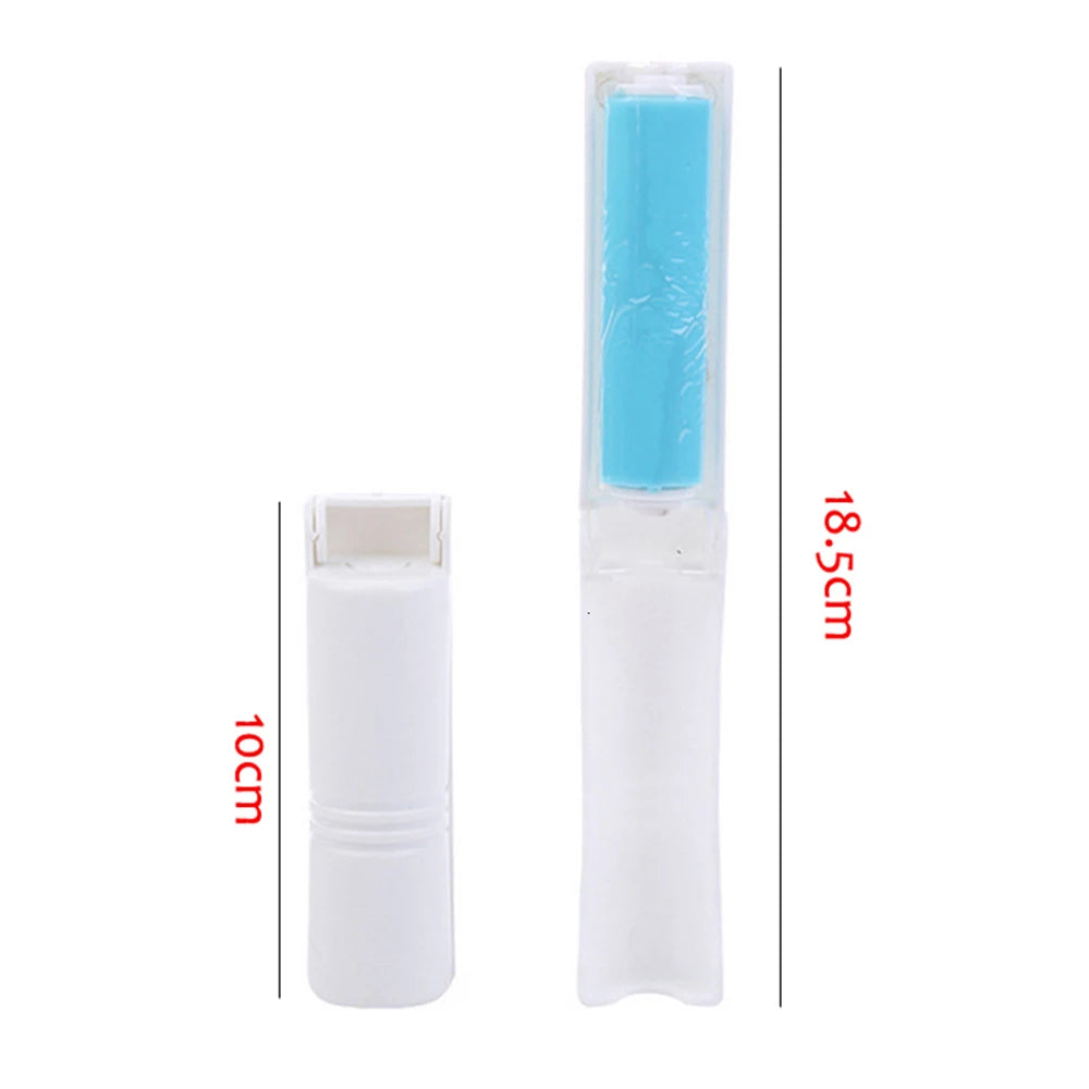 Two white plastic lint cleaning brushes shown on a white background with red height labels reading 10cm and 18.5cm.