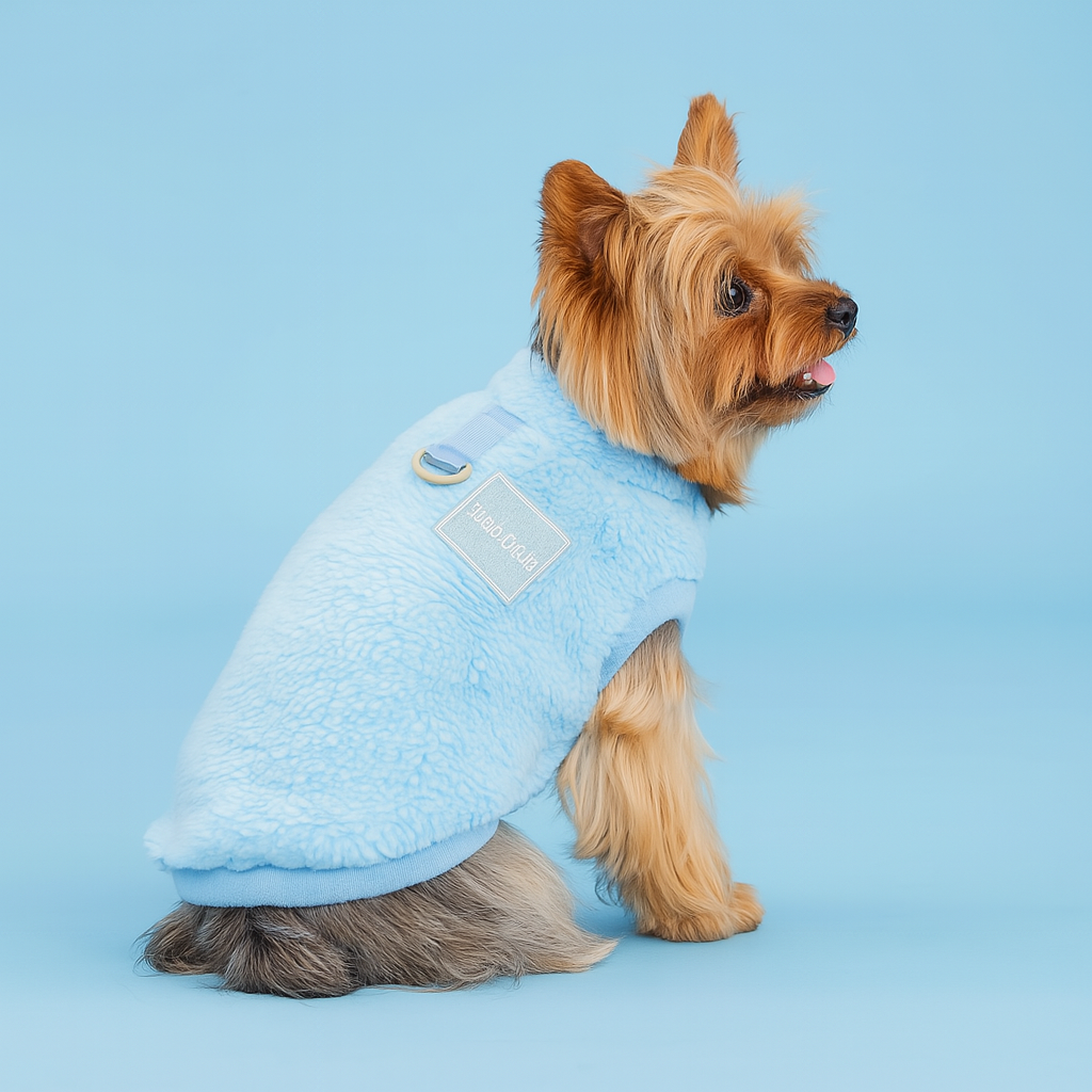 Warm Fleece Dog Sweater for Small Pets - Light Blue