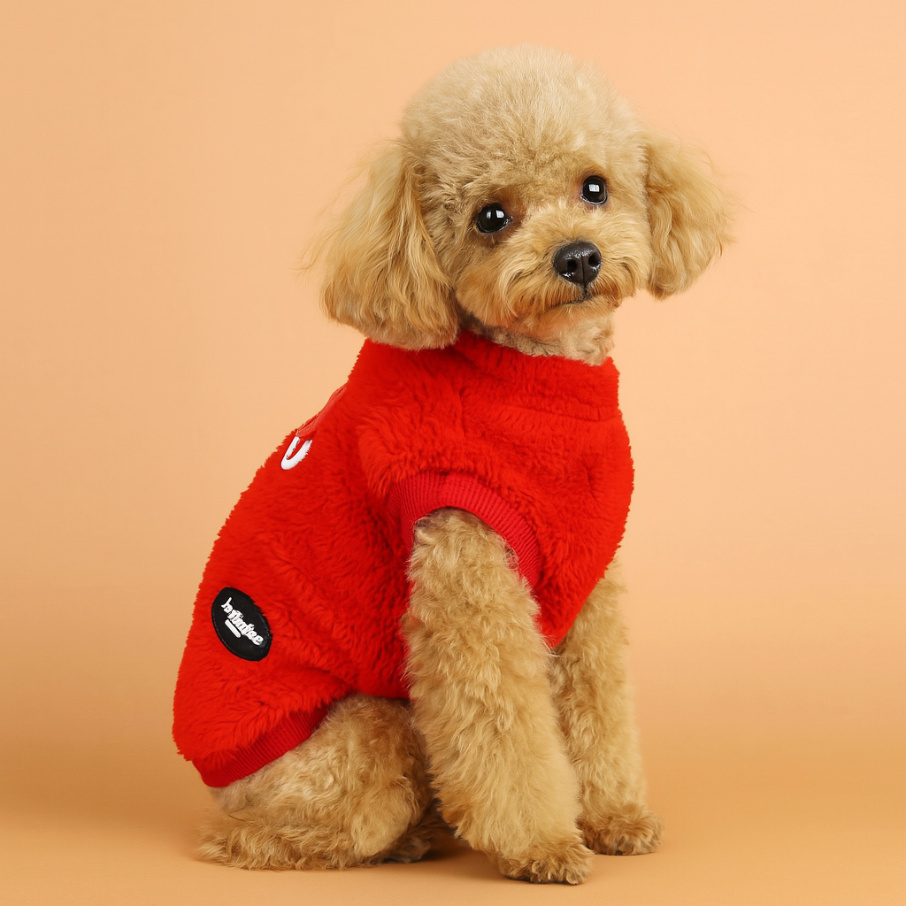 Warm Fleece Dog Sweater for Small Pets - Red