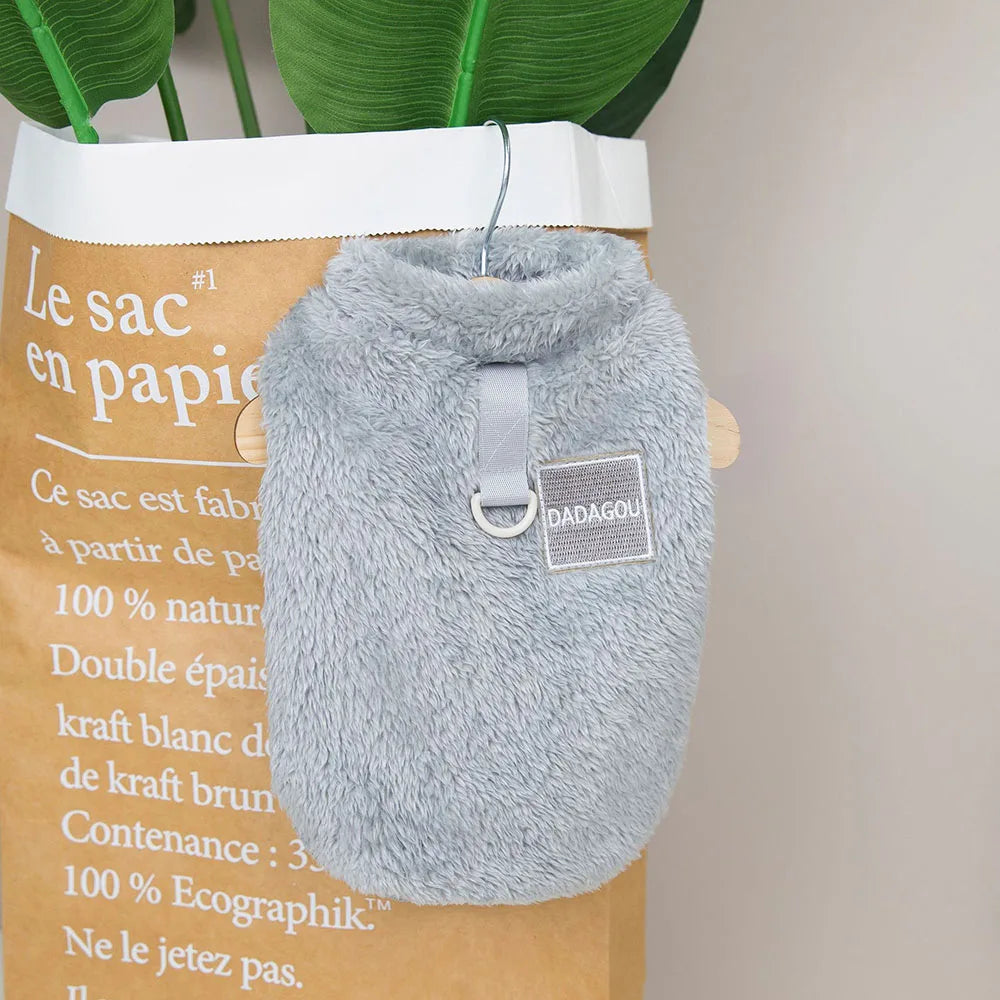 Warm Fleece Dog Sweater for Small Pets gray