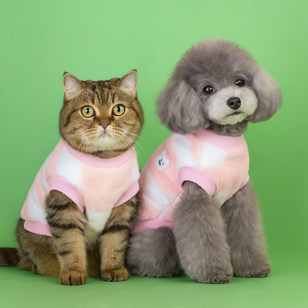 Warm Fleece Pet Sweater for Small Dogs & Cats - White