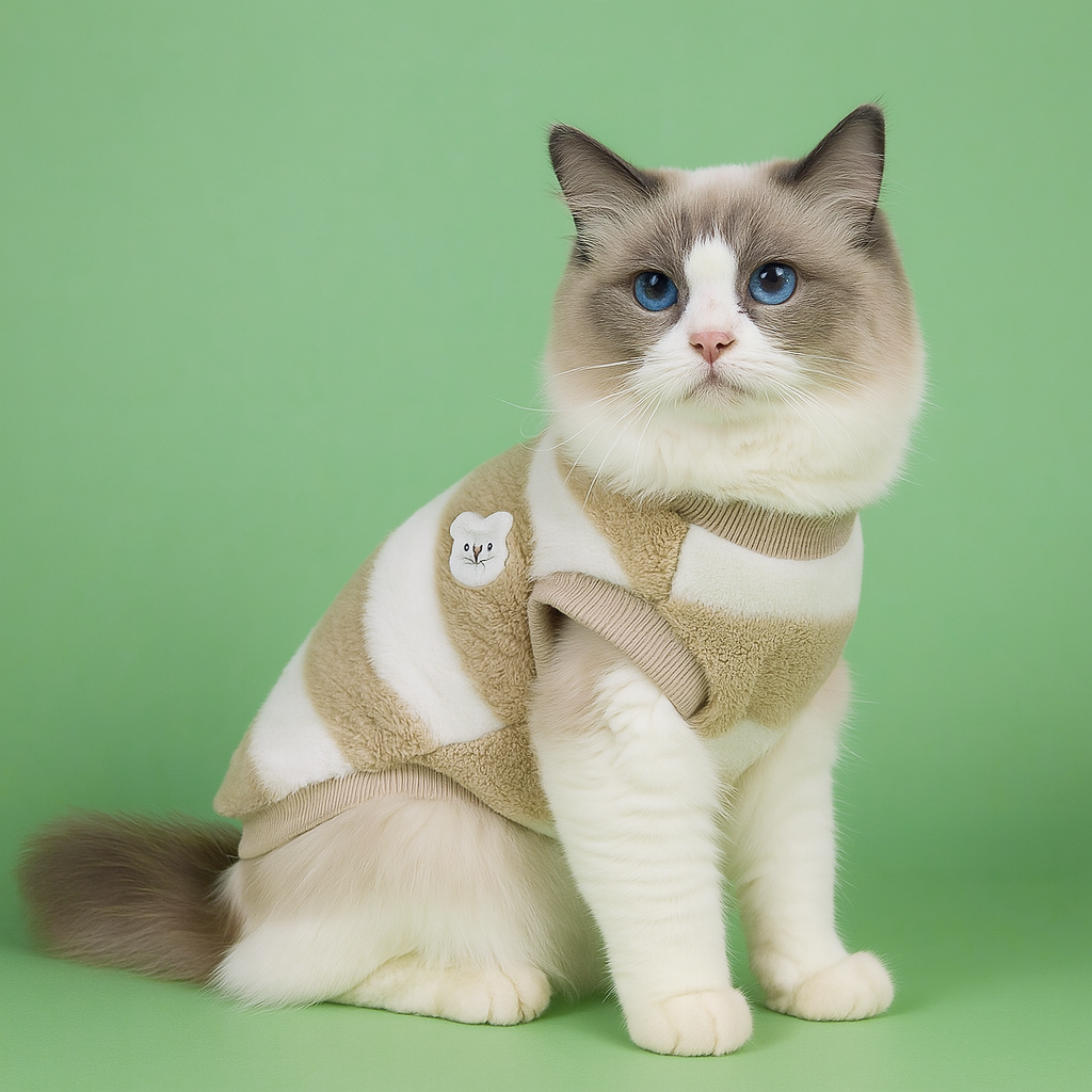 Warm Fleece Pet Sweater for Small Dogs & Cats  Beige