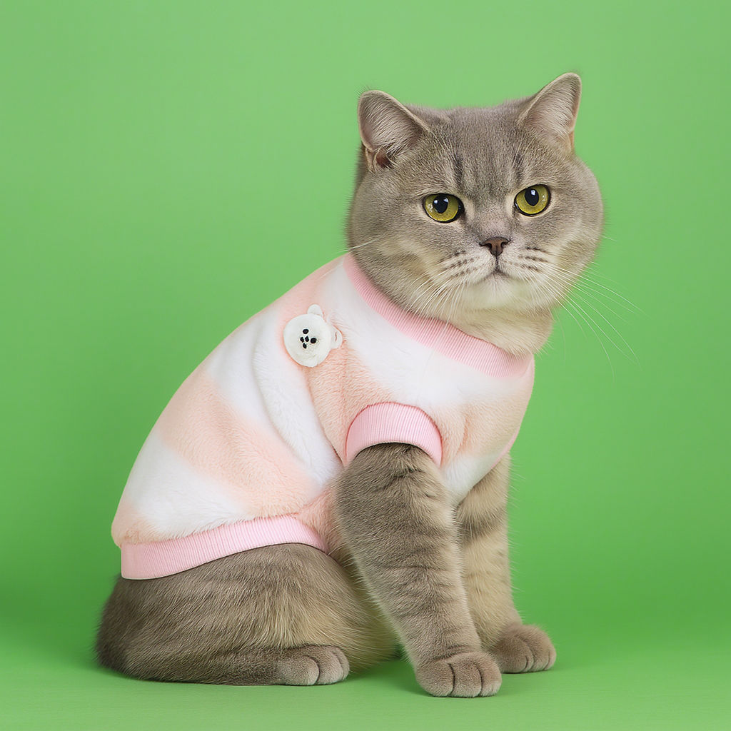 Warm Fleece Pet Sweater for Small Dogs & Cats White