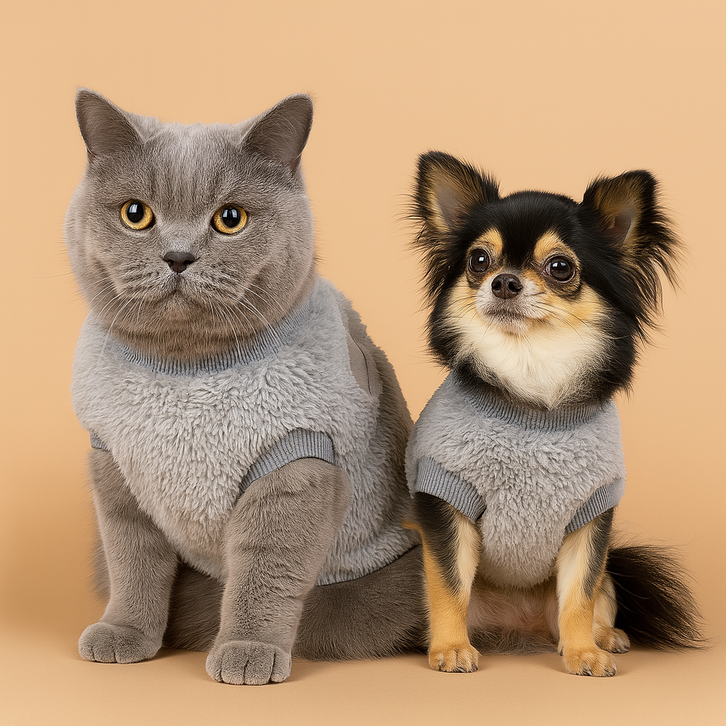 Warm Fleece Sweater for Small Pets - Gray