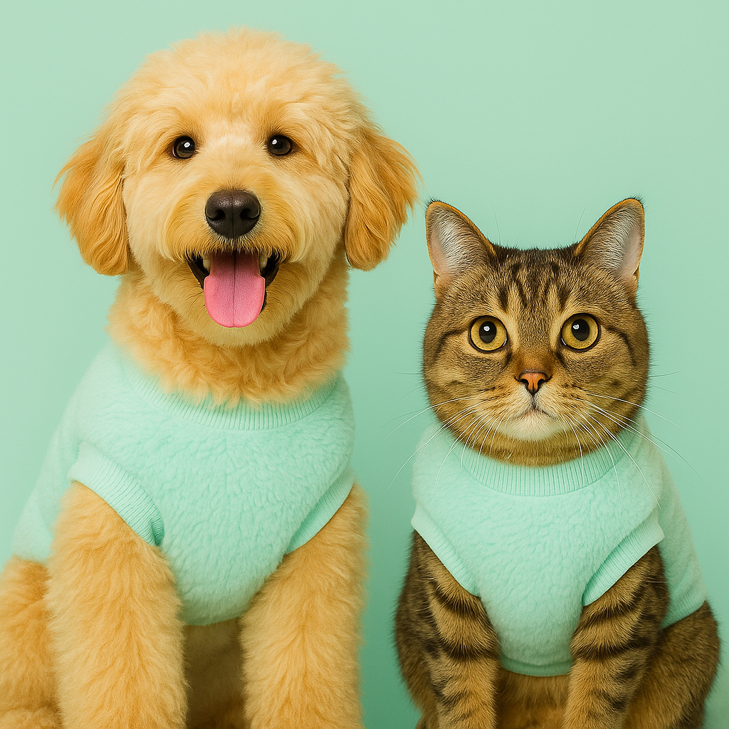 Warm Fleece Sweater for Small Pets - Green for cats and dogs