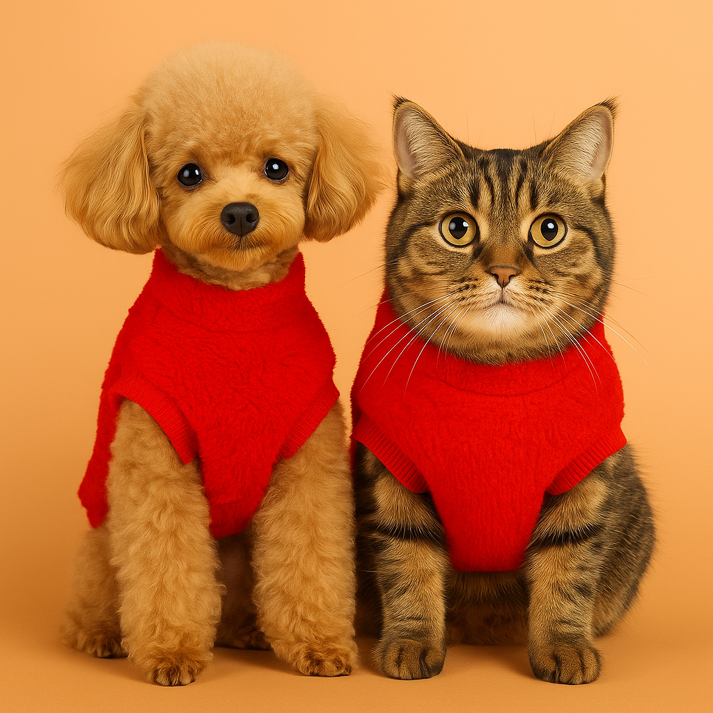 Warm Fleece Sweater for Small Pets - Red