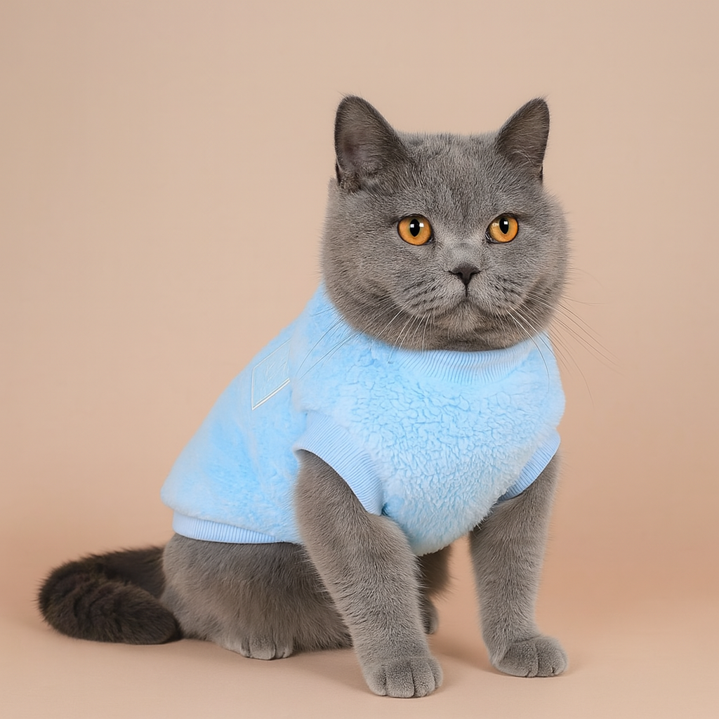 Warm Fleece Sweater for Small Pets  Sky
