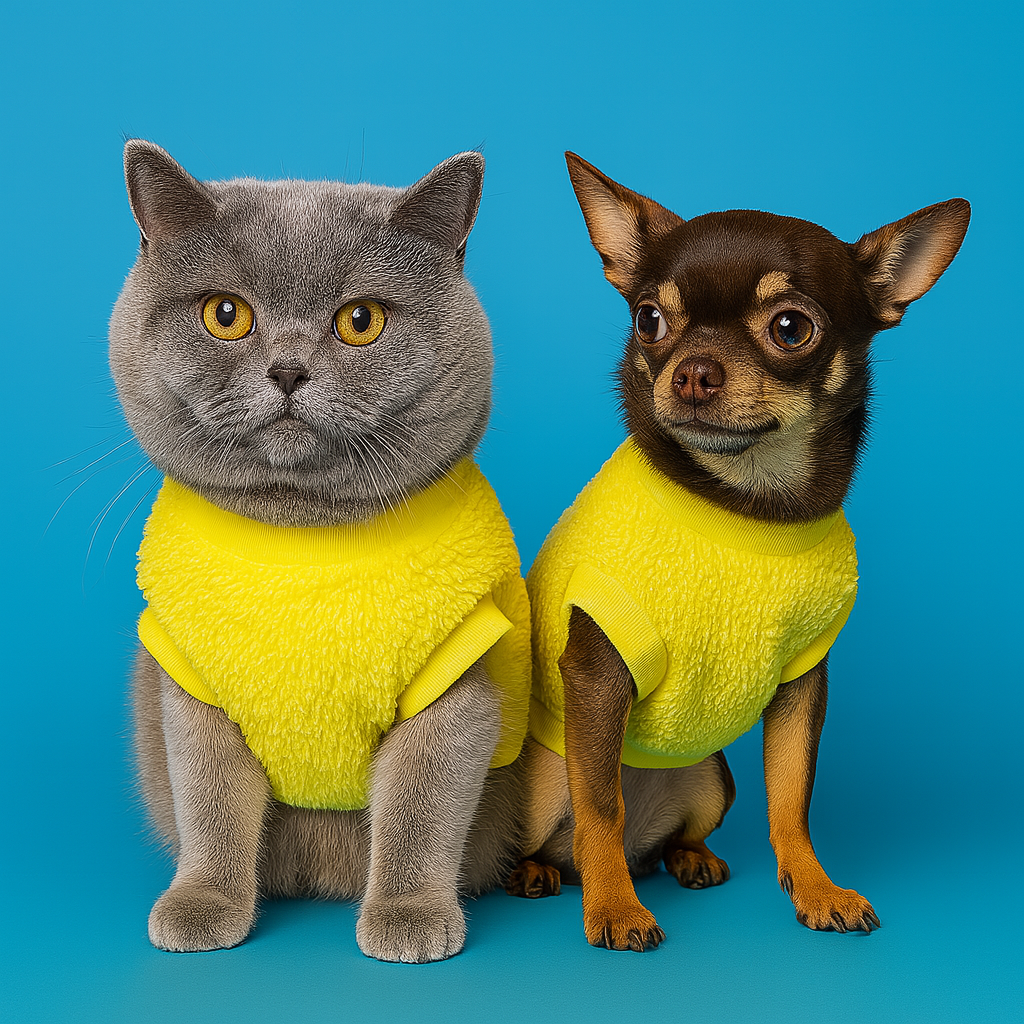 Warm Fleece Sweater for Small Pets Yellow