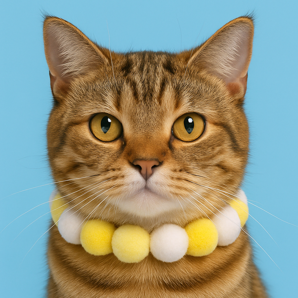 Yellow plush ball necklace foe pets