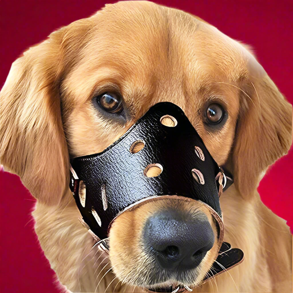 anti bark muzzle
 Adjustable Leather Dog Muzzle Anti-Bark Safe