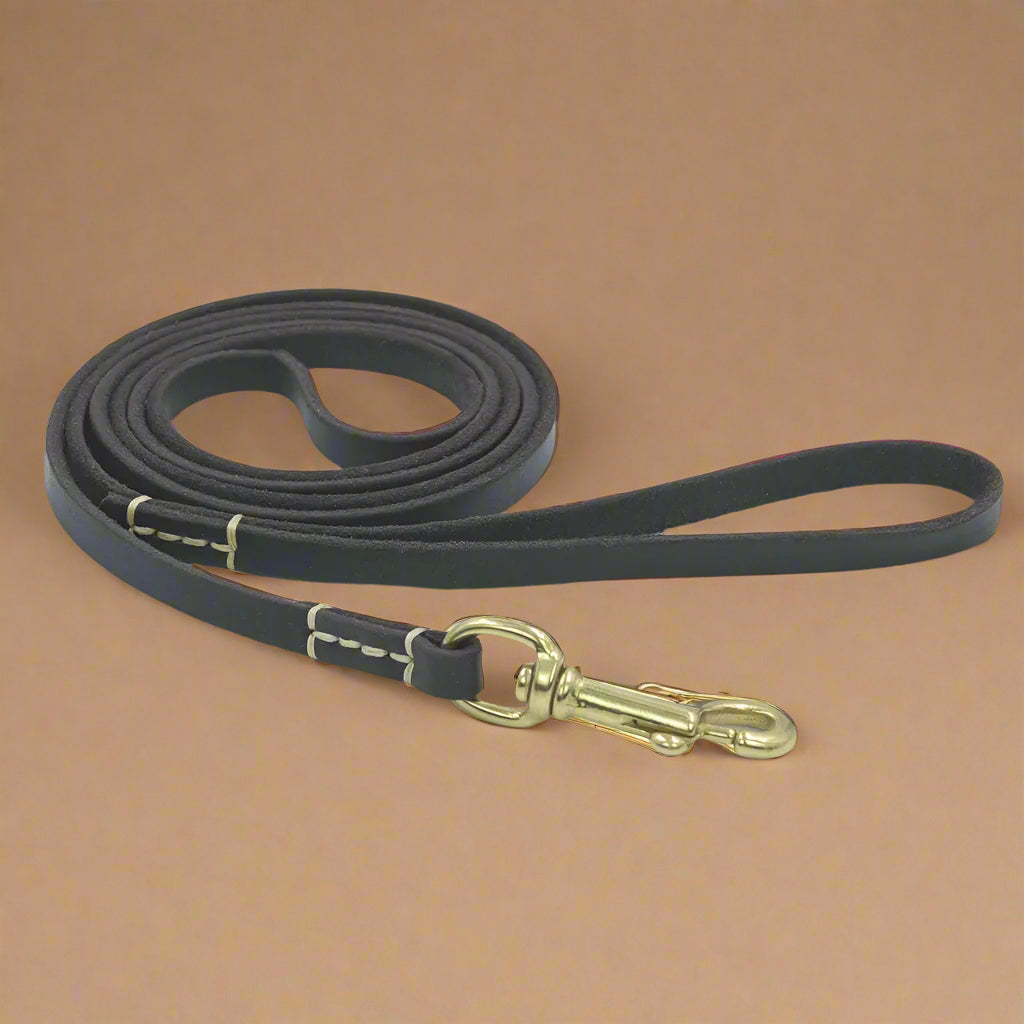 black Handmade Leather Leash for Small Pets