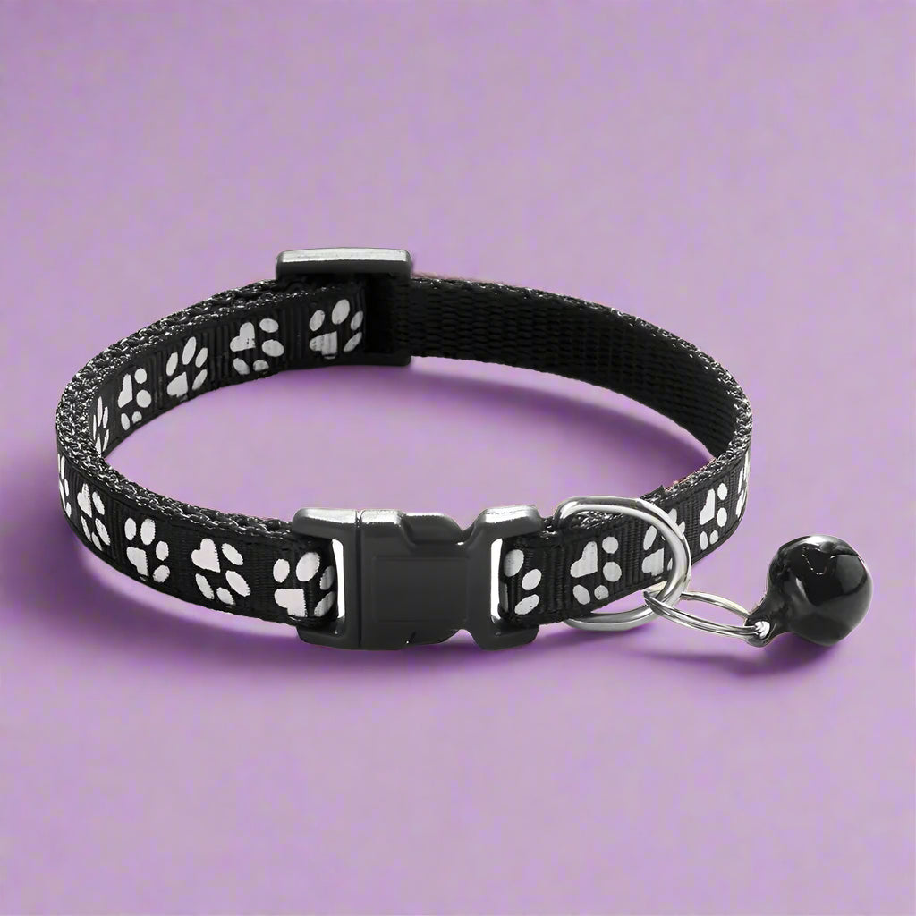black Kitten Collar with Bell – Adjustable and Safe Fit
