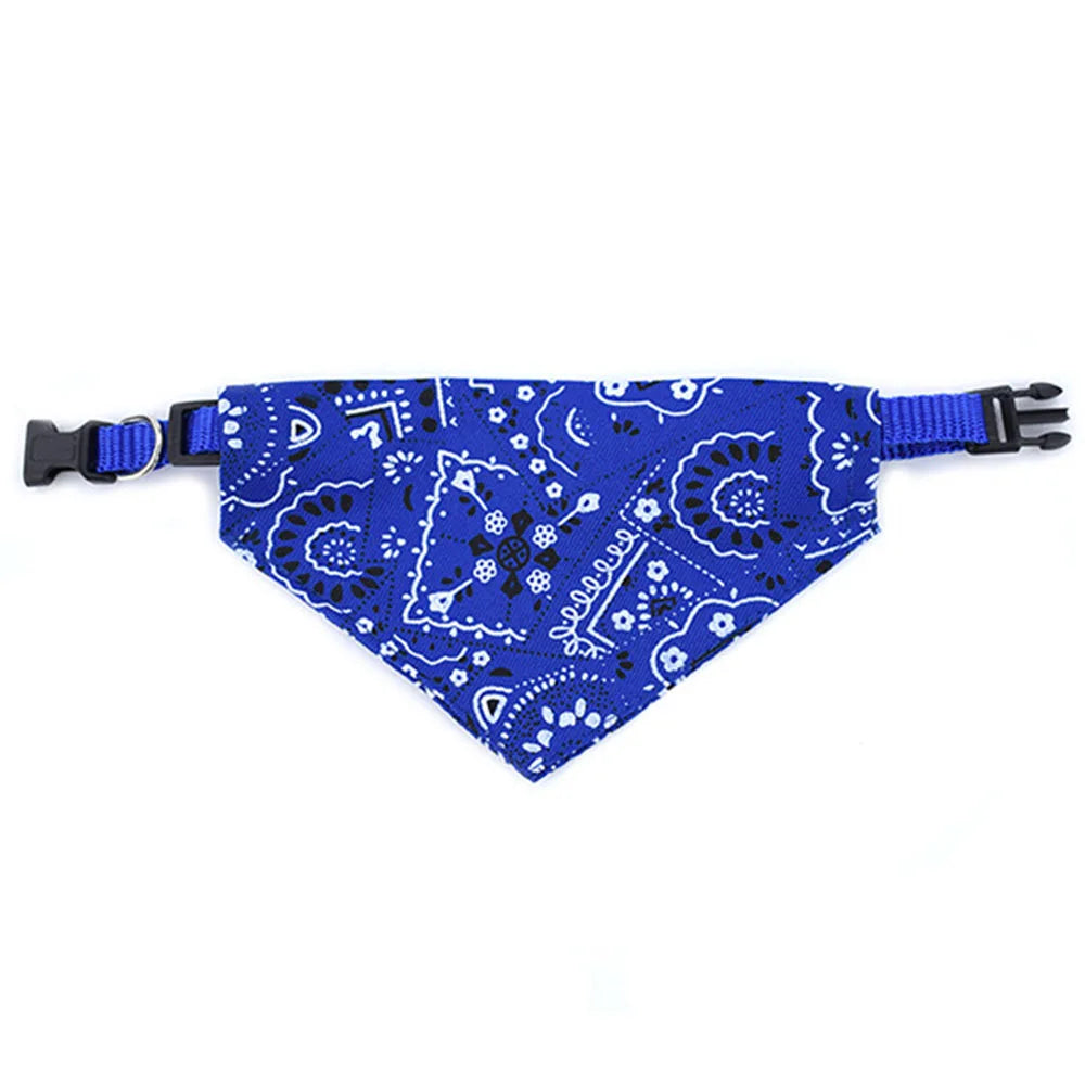 blue Adjustable Dog Bandana Collar for Small to Large Pets