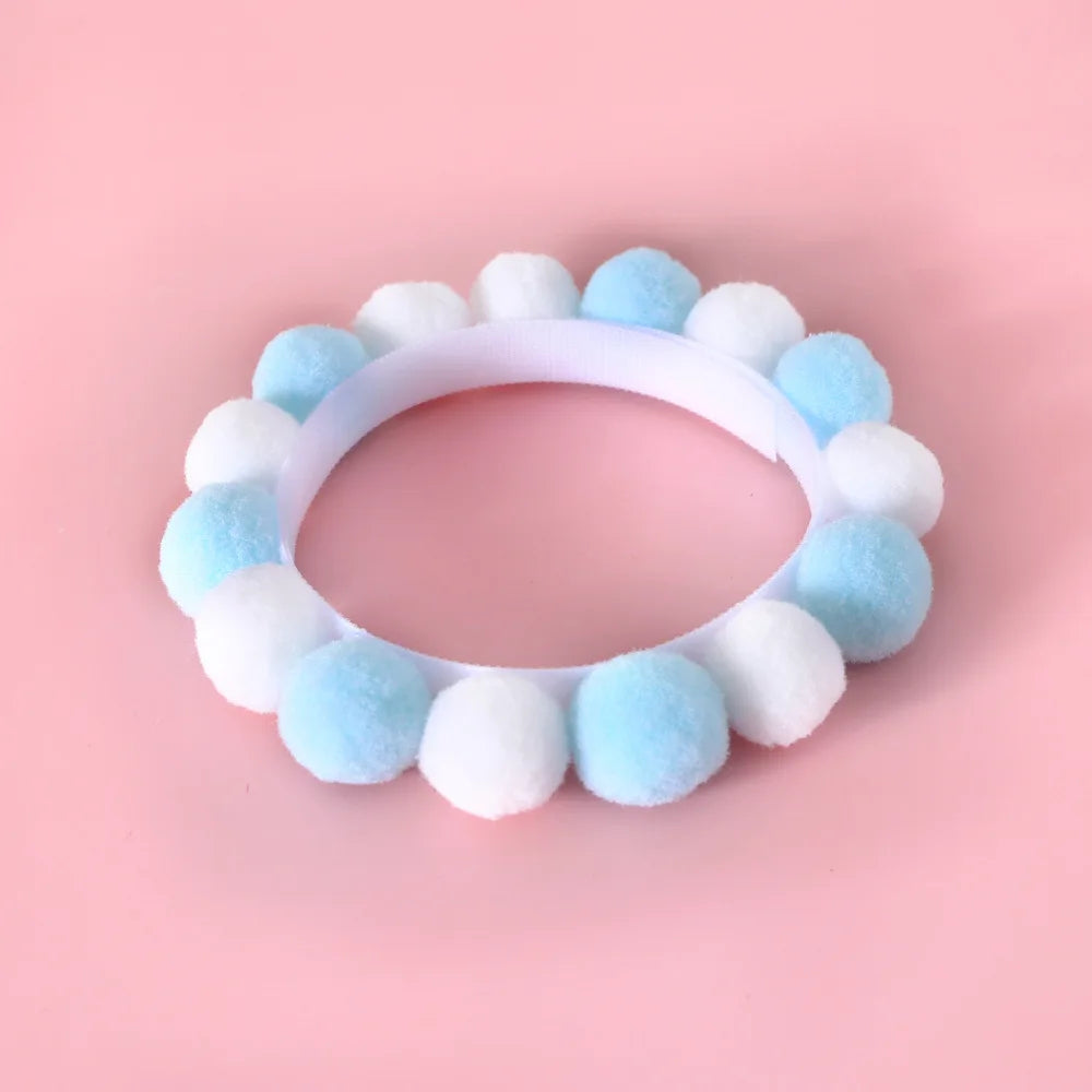 blue Cute Plush Ball Pet Necklace Collar for Cats & Small Dogs
